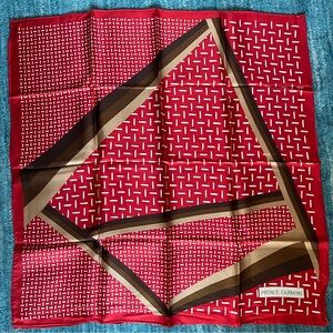 Vintage Prince Carmino Red Silk Scarf in original scarf box red brown